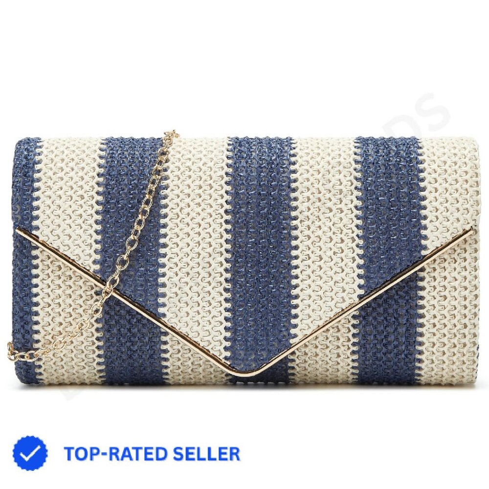 Straw Woven Clutch Boho Chic Evening Party Purse Crossbody Shoulder Bag